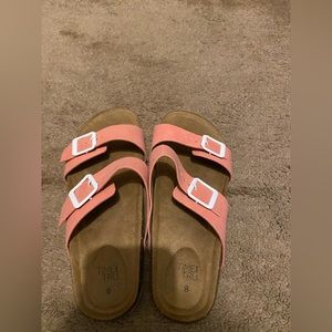 pink strapped sandals